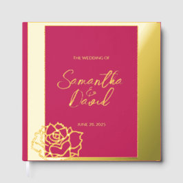 Elegantes Rose Red Wedding Foil Gästebuch