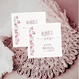 Elegantes Rose Ruby Wildblume Brautparty Serviette