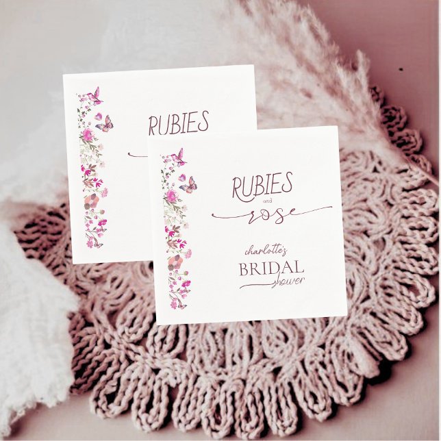 Elegantes Rose Ruby Wildblume Brautparty Serviette (Von Creator hochgeladen)