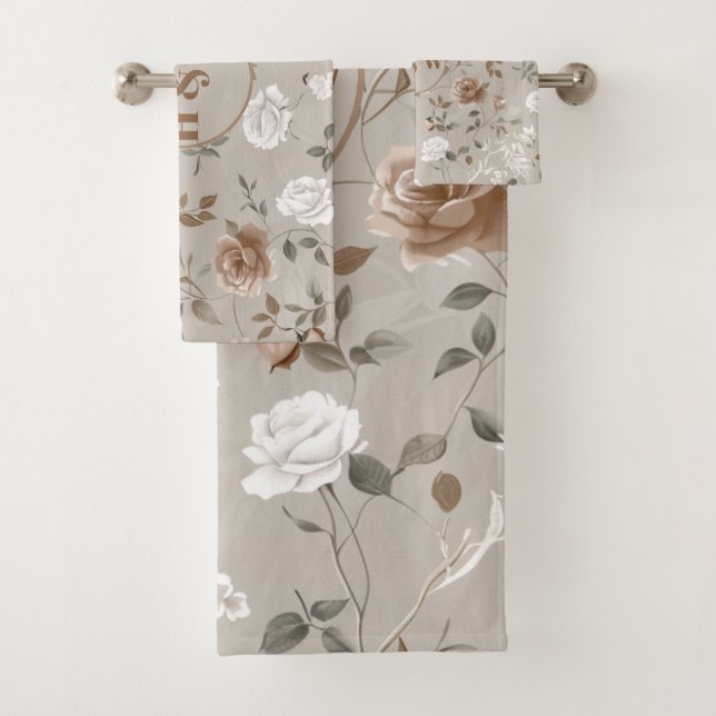 Elegantes Rose- und Weinmuster Handtuch Badhandtuch Set (Insitu)