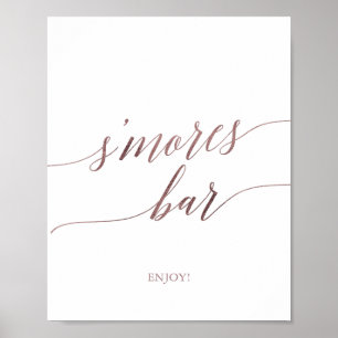Elegantes Roségold-Calligraphy-Schild für S'mores- Poster
