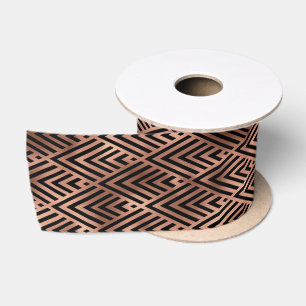 Elegantes Roségold-Chevron-Diamant-Art-Déco-Muster Satinband