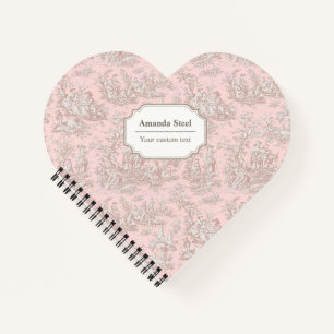 Elegantes Roségold-Französisches Toile De Jouy Her Notizbuch