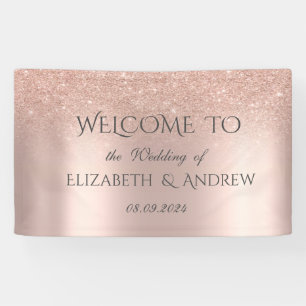 Elegantes Roségold-Glitter-Bokeh-Hochzeitsbanner Banner