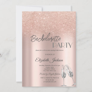 Elegantes Roségold Glitter Bokeh Junggesellinnenab Einladung