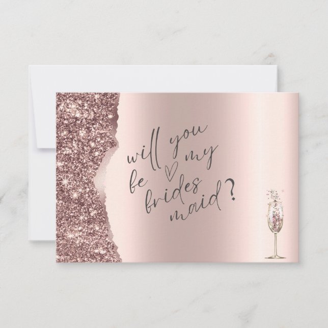 Elegantes Roségold-Glitter-Skript  Einladung (Vorderseite)