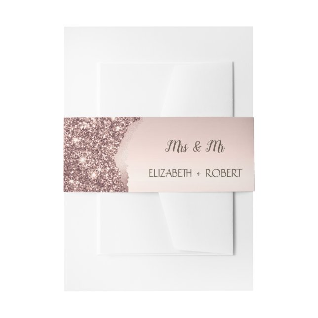 Elegantes Roségold-Glitter-Skript  Einladungsbanderole (Vorderseite Beispiel)
