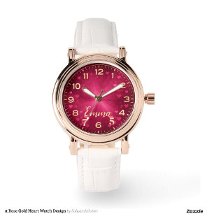 Elegantes Roségold-Herz-Armbanddesign Armbanduhr