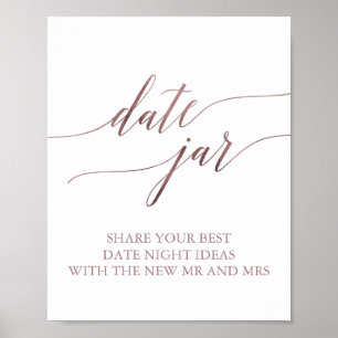 Elegantes Roségold-Kalligrafie-Datum-Topf-Schild Poster