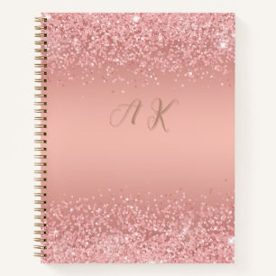 Elegantes Roségold Luxe-Schimmer-Monogramm Notizbuch