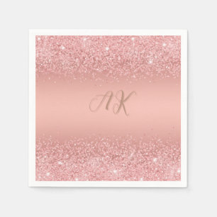 Elegantes Roségold Luxus-Schimmer Monogramm Serviette