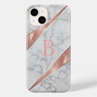 Elegantes Roségold Metallisches Geometrisches Weiß Case-Mate iPhone 14 Hülle