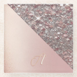 Elegantes Roségold-Monogramm Glasuntersetzer