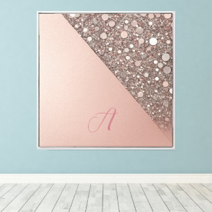 Elegantes Roségold-Monogramm Leinwanddruck