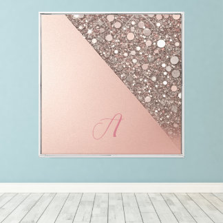 Elegantes Roségold-Monogramm Leinwanddruck