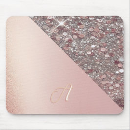 Elegantes Roségold-Monogramm Mousepad
