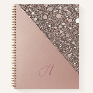 Elegantes Roségold-Monogramm Notizbuch
