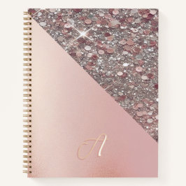 Elegantes Roségold-Monogramm Notizbuch