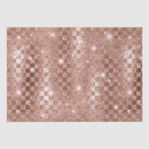 Elegantes Roségold-Schachbrett-Metallglitter Seidenpapier