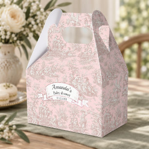 Elegantes Roségold Toile de Jouy Monogram Geschenk Geschenkschachtel