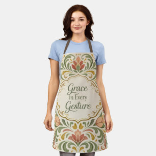 Elegantes Rosemaling-Blumenmuster mit Zitat Schürze