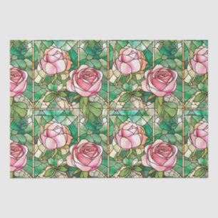 Elegantes Rosen-Faux-Buntglas-Muster in Rosa Seidenpapier