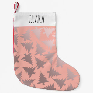 Elegantes Rosen-Gold u. rosa Weihnachtsbaum-Muster Kleiner Weihnachtsstrumpf