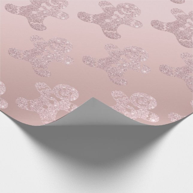 Elegantes Rosen-GoldGlitzer-Lebkuchen-Mann-Muster Geschenkpapier (Ecke)