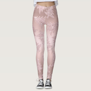 Elegantes Rosen-GoldGlitzer-Weihnachtsbaum-Muster Leggings