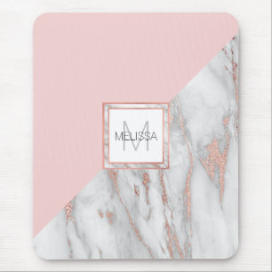 Elegantes Rosen-Rosa-Goldfolien-Marmor-Grau Mousepad