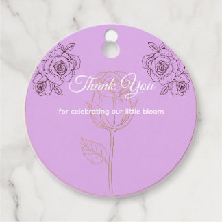 Elegantes Rosen-Skizzen-Täschchen für Baby Shower Geschenkanhänger