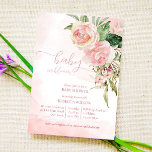 Elegantes Rosenbaby in Blütendusche Einladung
