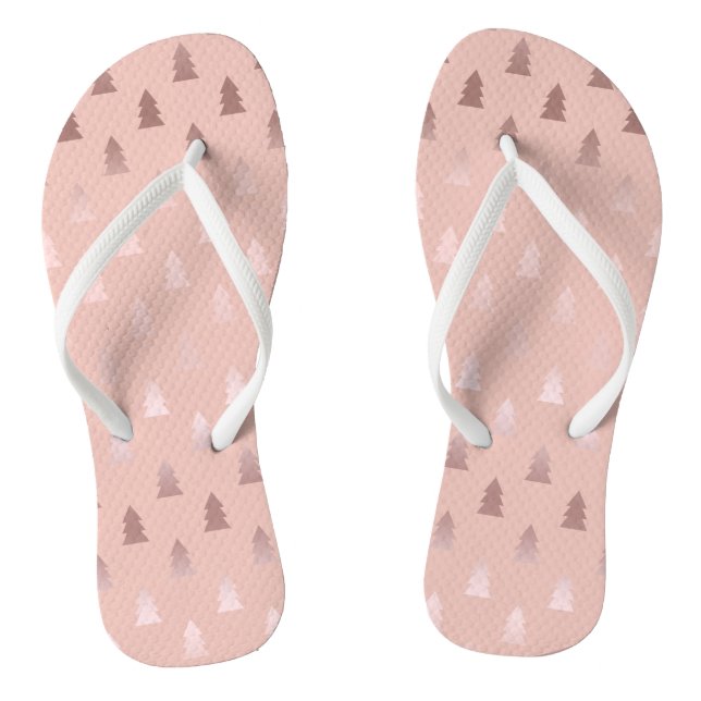 Elegantes Rosengold und rosa Weihnachtsbaummuster Flip Flops (Fußbett)