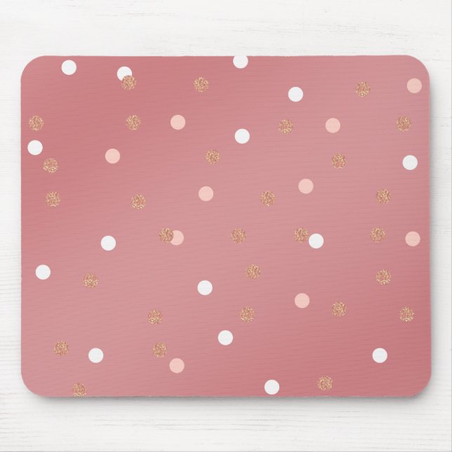 elegantes RosengoldGlitterrosapolka-Punktmuster Mousepad (Vorne)