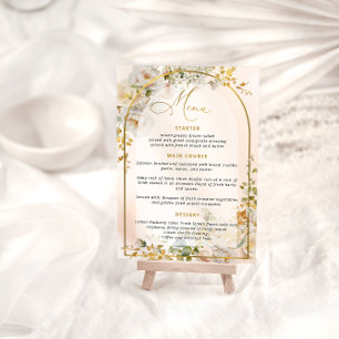 Elegantes Rosenmenü mit rosa Rosen-Brautparty Menükarte