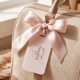Elegantes Rosenmonogramm für Neuvermählte auf Reis Gepäckanhänger