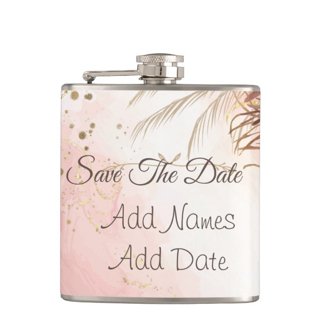 Elegantes Roses Spring Blossom Save the Date Flachmann (Vorderseite)