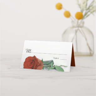 Elegantes Rost Orange Rose Hochzeitsstipendium Platzkarte
