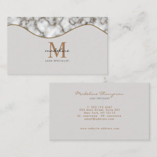 Elegantes rostes Goldmarmor Schwarzes Grau Monogra Visitenkarte