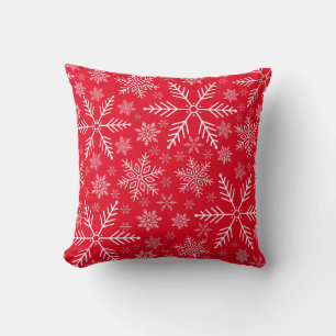 Elegantes Rot Aqua Weiß Winter Schneeflocke Kissen
