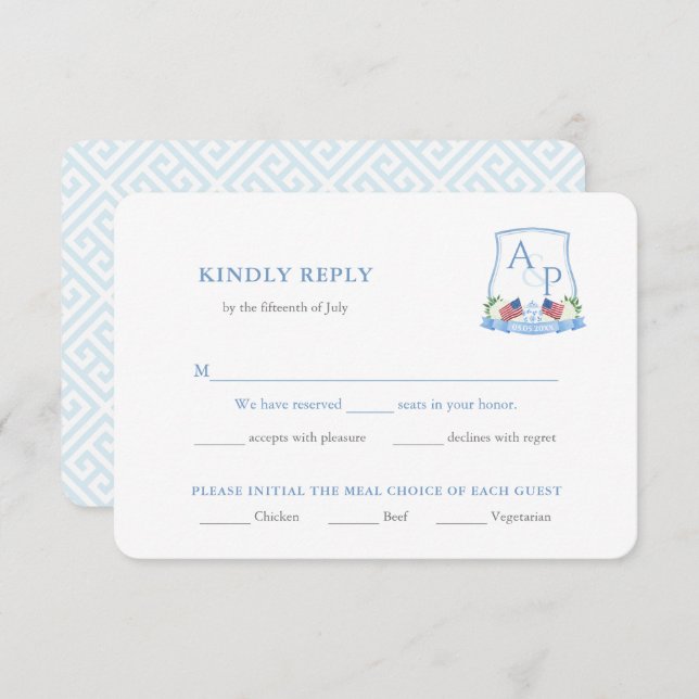 Elegantes Rot-Blau-Hochzeitsmenü UAWG Begleitkarte (Vorne/Hinten)