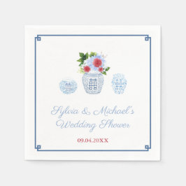 Elegantes Rot-Blauer Polterabend Party Serviette