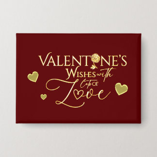 Elegantes Rot-Gold-Calligraphy zum Valentinstag Button