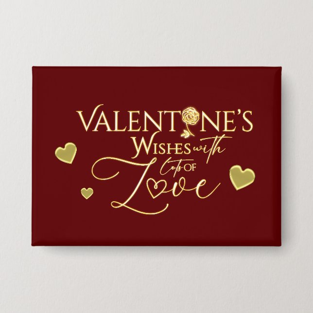 Elegantes Rot-Gold-Calligraphy zum Valentinstag  Button (Vorderseite)
