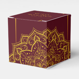 Elegantes Rot-Gold-Mandala-Gastgeschenk Hochzeit Geschenkschachtel