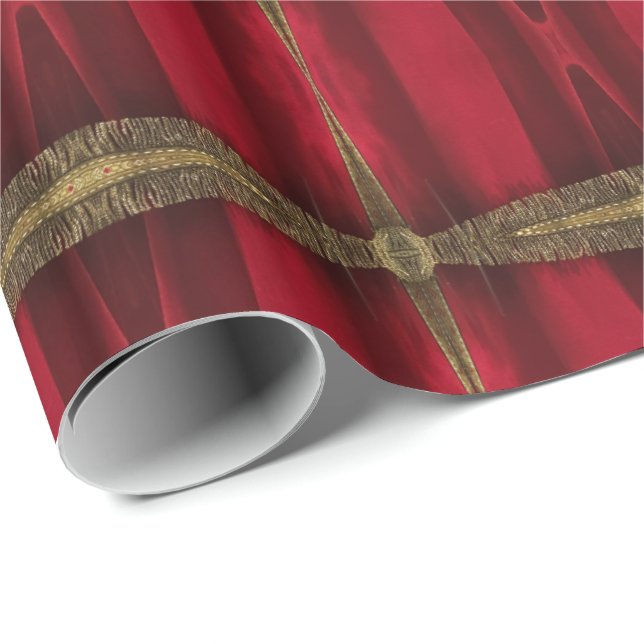Elegantes Rot-Gold-Muster Geschenkpapier (Rolleneckpunkt)