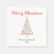 Elegantes Rot & Grün Linien Frohe Weihnachten Part