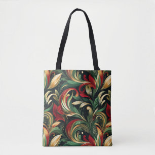 Elegantes Rot-, Grün- und Gold-Abstrakt Paisley-Bl