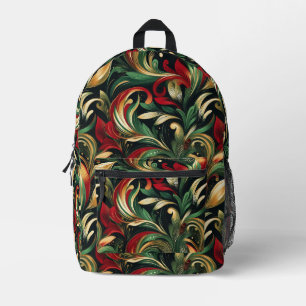 Elegantes Rot-, Grün- und Gold-Abstrakt Paisley-Bl Bedruckter Rucksack