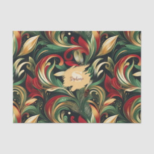 Elegantes Rot-, Grün- und Gold-Abstrakt Paisley-Bl Seidenpapier